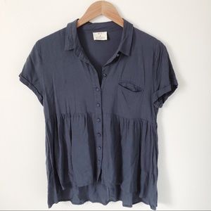 Navy Button Down Blouse